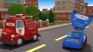 Blue Police Car & Race Cars   Magic Hat   Motorville   3D Cars Cartoon for Kids