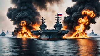 1 minute ago! Five Ukrainian F-16 pilots destroy a North Korean aircraft carrier in the Black Sea