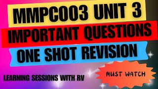 MMPC003 Unit 3 Important Questions | IGNOU MBA | Learning Sessions with RV | IGNOU MBA TEE Exams