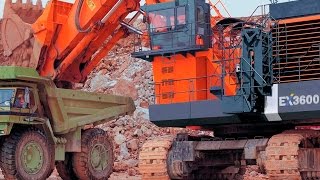 Hitachi EX3600 6 горнодобывающие экскаваторы на руднике Кумтор, Кыргызстан HD