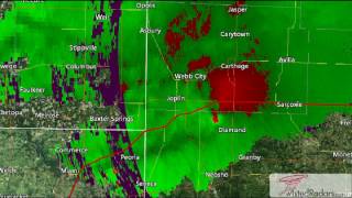 2011 Joplin, MO Tornado Doppler Radar Time Lapse (Velocities)