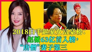 2018白手起家女富豪榜：赵薇63亿首入榜，“唐僧”妻子第三