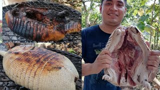 armadillo asado con leña