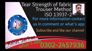 Tear Strength of fabric | Trouser Method | ISO13937-2 | Textile testing