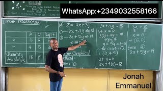 Linear Programming 1 (Graphical Method) #jonahemmanuel #linearprogrammingsolutions