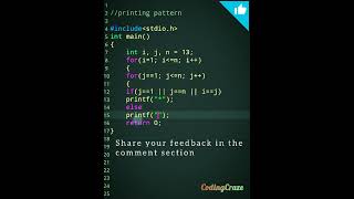 #114📚C language tutorial👨🏫C pattern program #shorts #coding #cprogramming