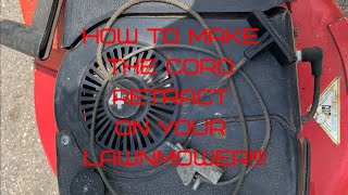 10 second fix! Lawn mower pull cord not going back in recoil not working great easy trick!!!