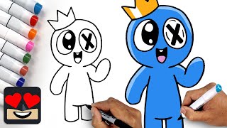 Rainbow Friends 🌈 How To Draw BLUE | Easy Draw & Color Tutorial