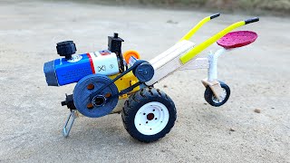 How to Make mini Power Tiller Agriculture Tractor 🚜 | DIY DC Motor Science Project