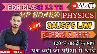 Physics -Gauss,s theorem class-12th  ELECTRIC FLUX by mp sir ,(प्रश्न वही जो परीक्षा मे आये)