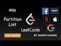 Partition List | Linked List | Modify Next Pointers | 86 LeetCode | LeetCode Explore | Day 14
