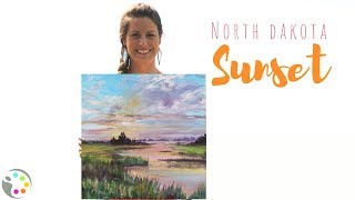 How to Paint with Acrylics | Sunset and Lake Painting Tutorial