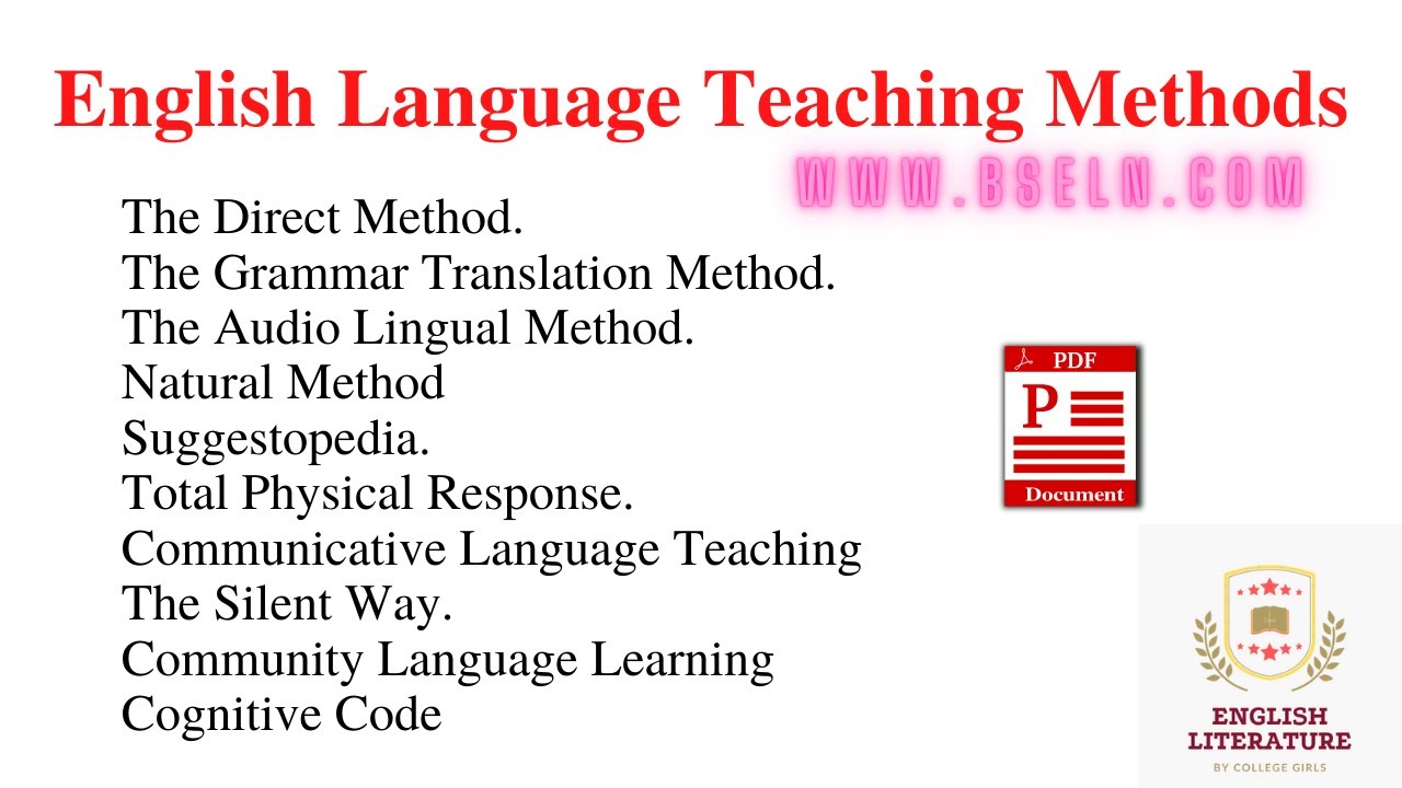 English Language Teaching Methods English Language Teaching Methods