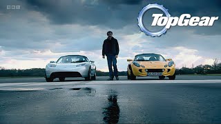 Tesla Roadster vs Lotus Elise DRAG RACE Top Gear | 4K 60fps AI Upscale #topgear #thegrandtour