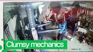 Clumsy Mechanics Drop Truck in Thailand