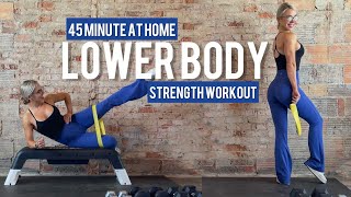 45 Minute Lower Body At Home Strength Workout | Low Impact | Trisets | Glutes, Quads, Hams, Calves