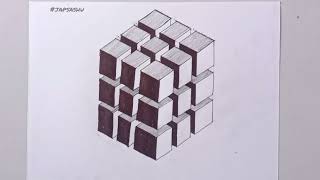 Rubik cube drawing | 3D cube Drawing | Geometric drawing pattern |