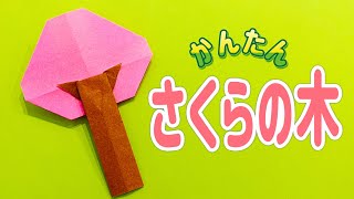 【おりがみOrigami】さくらの木（Cherry blossom tree）の作り方　簡単　折り紙　折り方　春　桜　かわいい　イベント