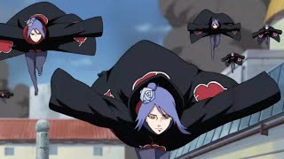 Konan usa Clones de Papel Bomba contra los Aburame - Shino vs Konan