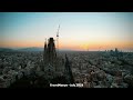 La Sagrada Familia Barcelona July 2024 - Drone 4K Wide Angle view.