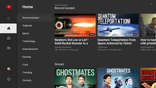 Youtube's new layout for the android tv os. Video quality can now be adjusted.