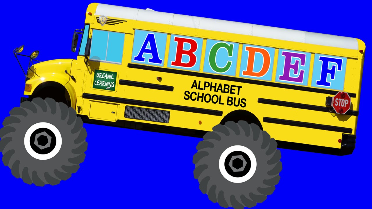 Monster Truck School Buses Teaching ABCs & Crushing Letters - Learning ...