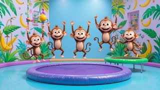 5 Little Monkeys Jumping Song R1E1402 | Fun and Calming Song for Kids | Jumpy Bumps