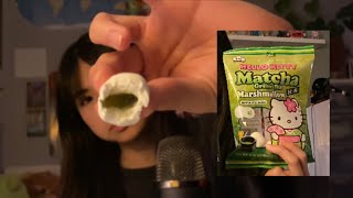 ASMR hello kitty matcha marshmallows 🍵