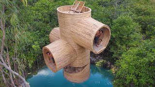30Day We Building Private Bamboo House With Tunnel Swimming Pools
