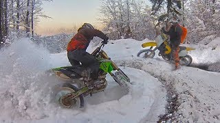 Guys Having Fun With Dirt Bikes On Snow Days!