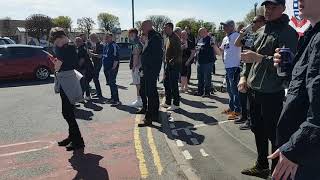 Bolton wanderers fans at  Morecombe fc to welcome the players  sat 24/04/2021