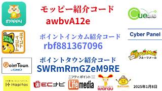 モッピー　ポイントインカム  ワラウ  ECナビ ライフメディア  ハピタス   ちょびリッチ ポイントタウン  げん玉 Tポイント ポイ活   ポイントサイト　陸マイラー 2025年1月8日