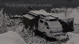 [4k ASMR] The heaviest snowfall in 117 years / Solo truck camping / Truck camper