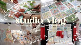 studio vlog ep.5 🎐 | unboxing new prints, packing orders, anime los angeles artist alley set up