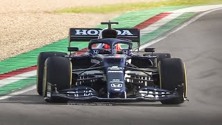 Scuderia AlphaTauri Filming Day 2021: AT02 & Toro Rosso STR14 in action at Imola Circuit