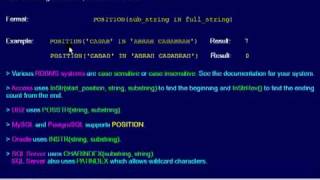SQL 083 Numeric Scalar, POSITION or What is the starting position of a sub-string?