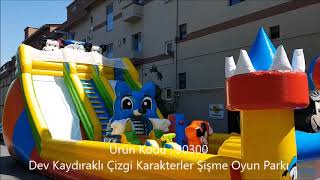 DEV KAYDIRAKLI ÇİZGİ KARAKTERLER ŞİŞME OYUN PARKI / GIANT SLIDE CARTOOR CHARACTERS