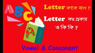 Letter কাকে বলে ? কত প্রকার ও কি কি ? Vowel এবং consonant  বলে ? উদাহরণসহ আলোচনা