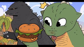 Godzilla Jr. Makes A Burger [Godzilla Animation]