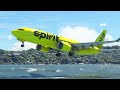 HARD LANDING Spirit Airlines Boeing 737 MAX at Wellington Airport MFS2020