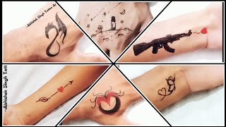 Super 6 ☺️ temporary tattoo designs on hand with pen at home 👍| How to draw tattoos on hand