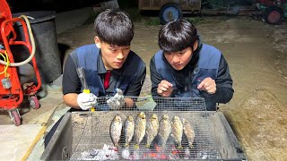 시골먹방:)가을엔 전어..숯불에 구워먹는 전어구이 먹방[Grilled gizzard shad] MUKBANG EATING SHOW