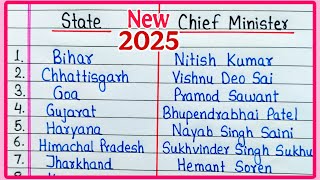 Chief Ministers Name/Chief Minister of all State of India 2025/New CM of all State/Mukhyamantri