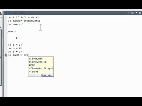 Matlab Transfer Functions Tutorial Matlab Transfer Functions Tutorial