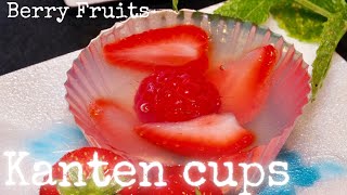 Berry Fruits Kanten/Jelly/agar agar Cups recipe - Low Calorie Dessert, Kurumicooks Japanese cooking.