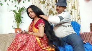 kajer Masi with dada babu hair play||long hair play romantic story