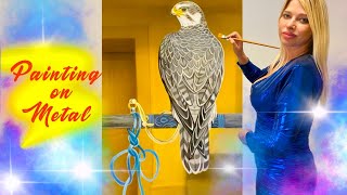 Painting on metal - Falcon Bird