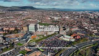 Aerial Video of Royal Victoria Hospital Belfast City Northern Ireland a 4K