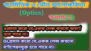 একক লেন্স কখনো অবার্ণ হতে পারে না।optics।আলোকবিদ্যা।