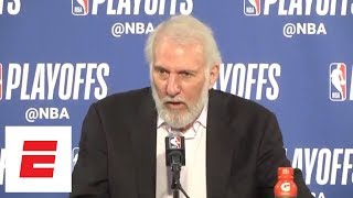 [FULL] Vintage Gregg Popovich news conference after Game 1 loss to Warriors | ESPN
